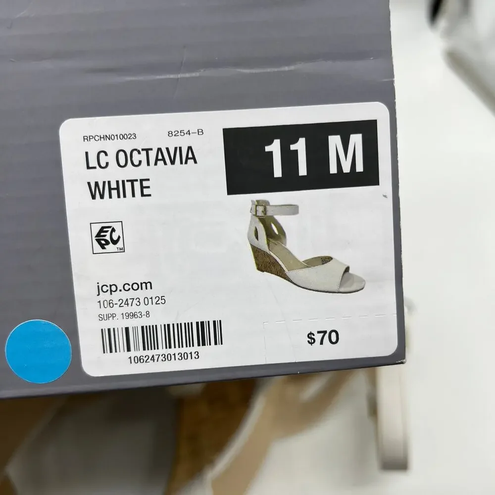 Liz Claiborne Womens Octavia Wedge Sandals White Size 11M